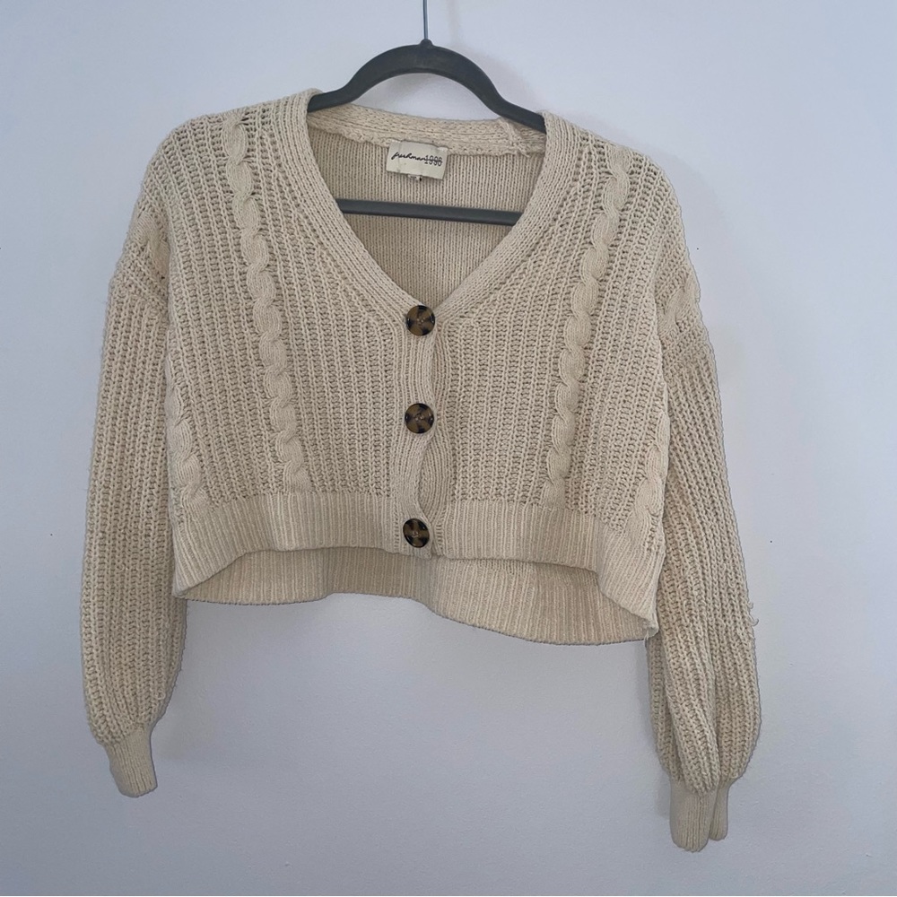 Cream Knit Button Up Sweater